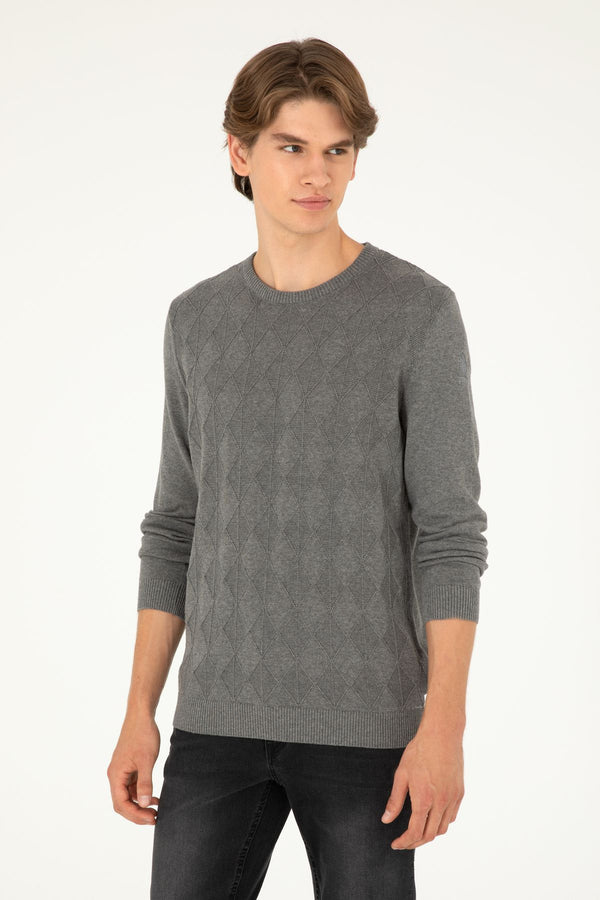 U.S. Polo Assn. Erkek Minimalist Desenli Regular Fit Uzun Kol Kazak