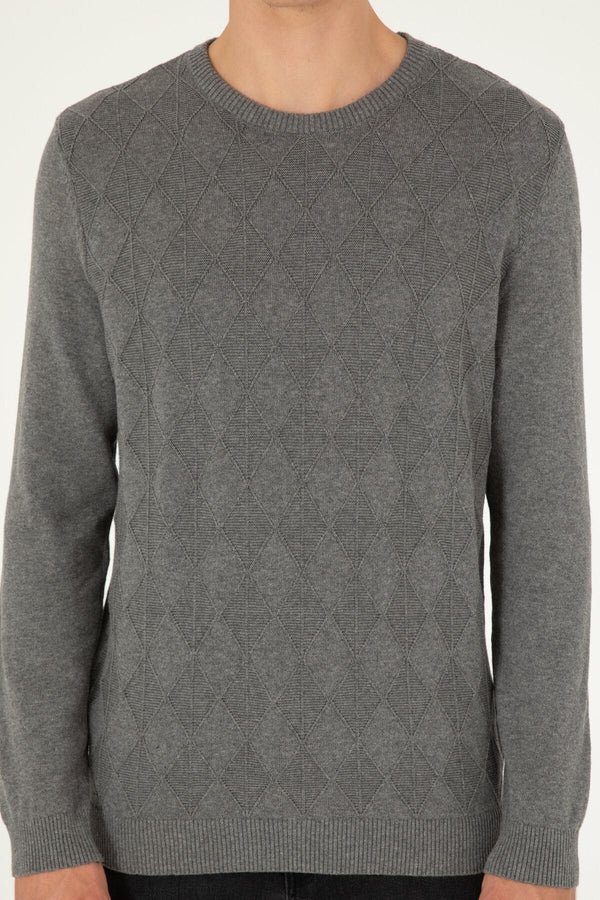 U.S. Polo Assn. Erkek Minimalist Desenli Regular Fit Uzun Kol Kazak
