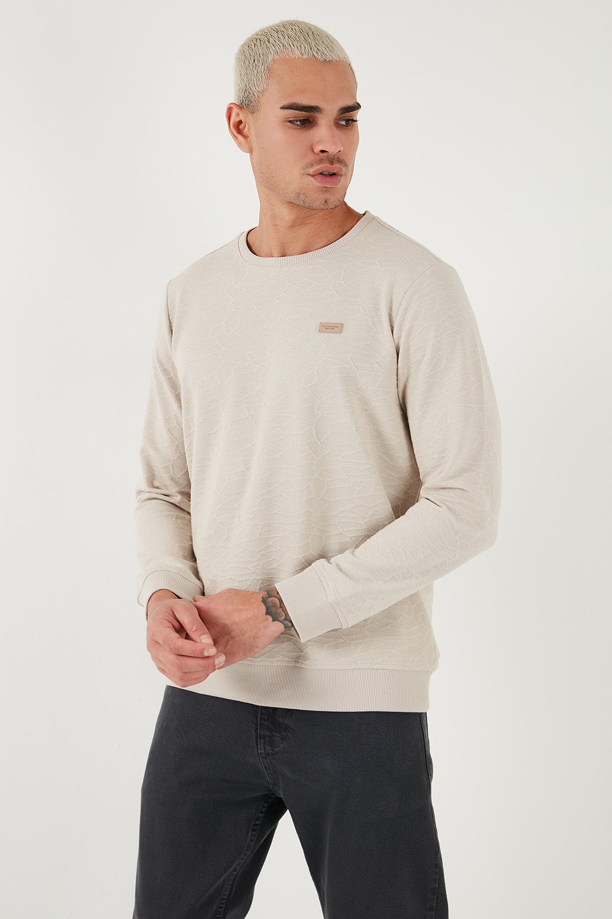 U.S. Polo Assn. Erkek Minimalist Uzun Kol Sweatshirt - Günlük Tarz