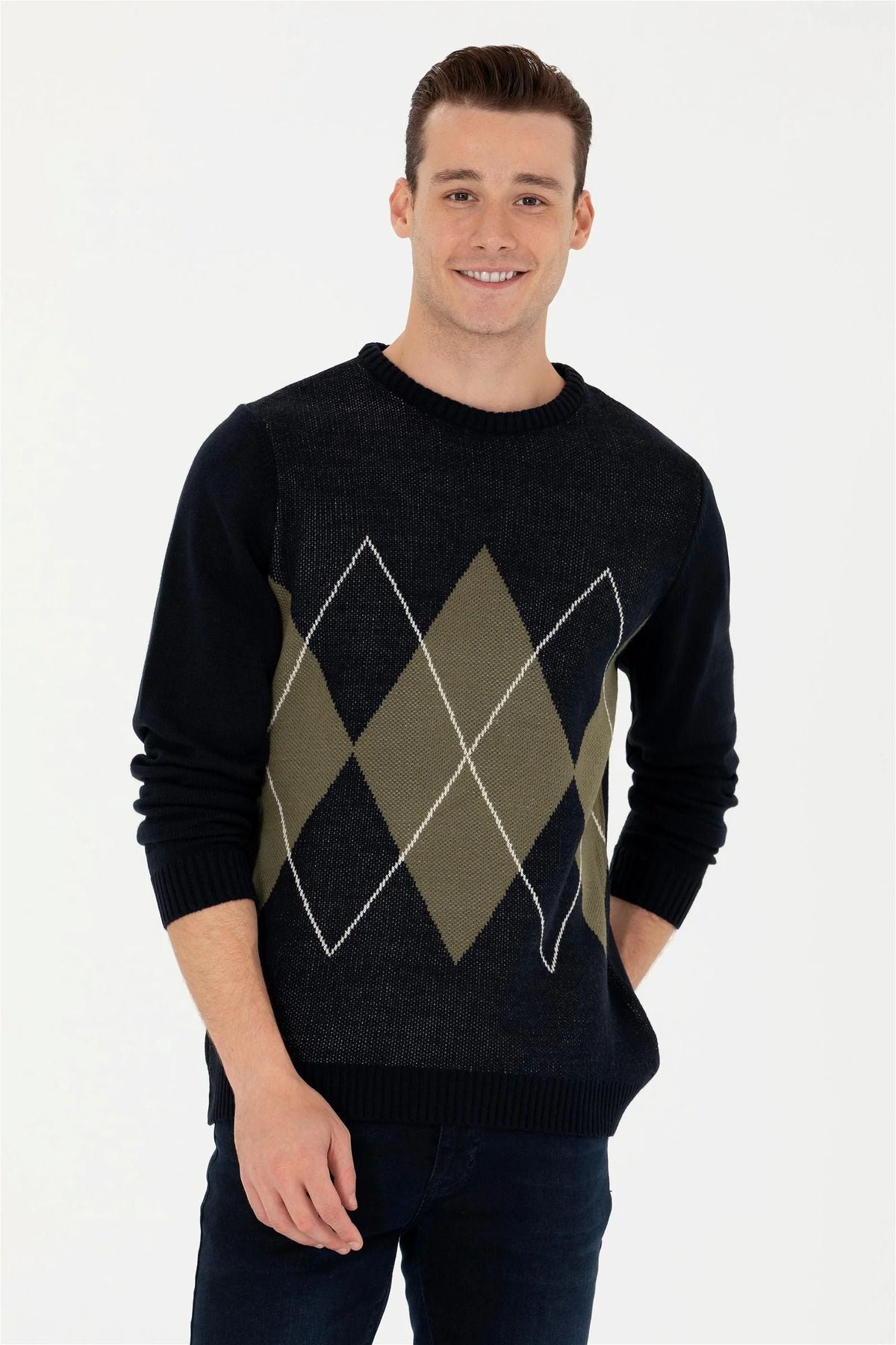 U.S. Polo Assn. Erkek Minimalist Yuvarlak Yaka Kazak - Günlük Stil İkincil görsel