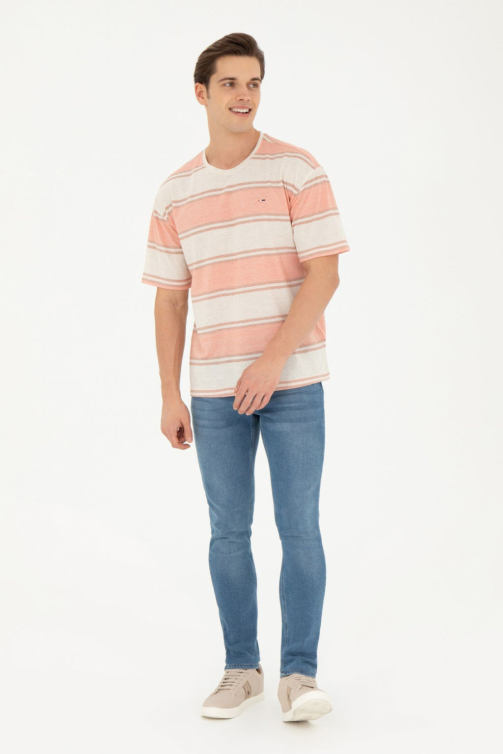 U.S. Polo Assn. Oversize Çizgili Erkek T-Shirt - Rahat ve Şık