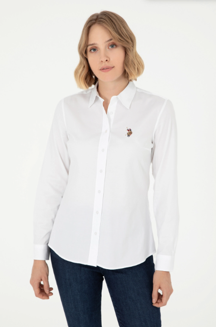 U.S. Polo Assn. Minimalist Kadın Uzun Kol Gömlek - Günlük & Ofis