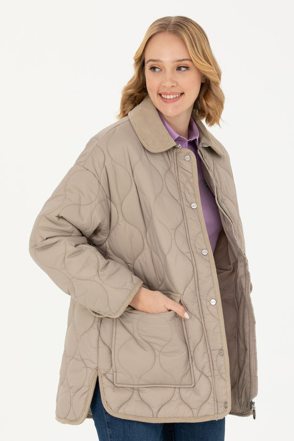 U.S. Polo Assn. Oversize Kapitone Midi Kadın Kaban - Günlük Stil