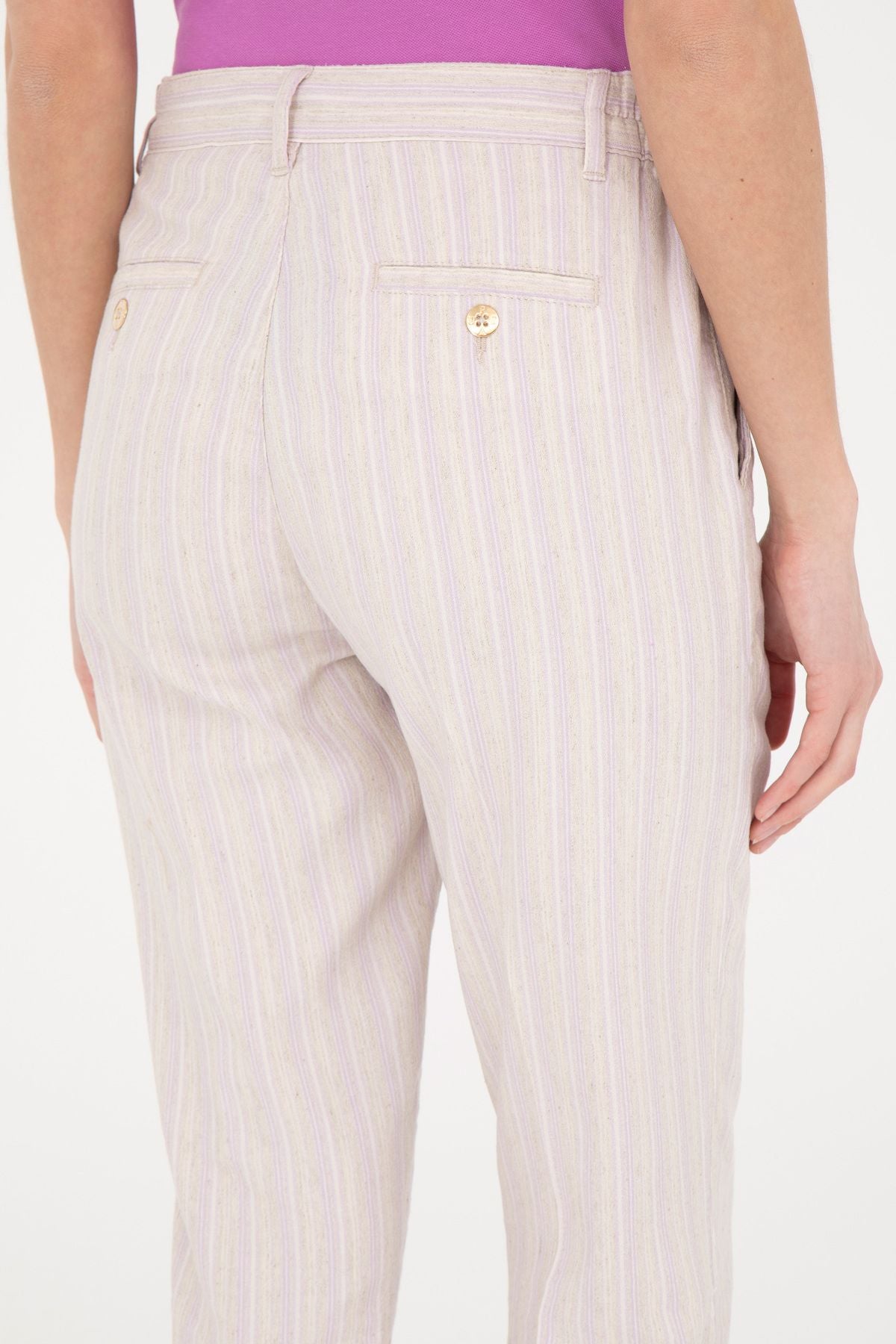 U.S. Polo Assn. Minimalist Çizgili Kadın Pantolon - Rahat & Şık