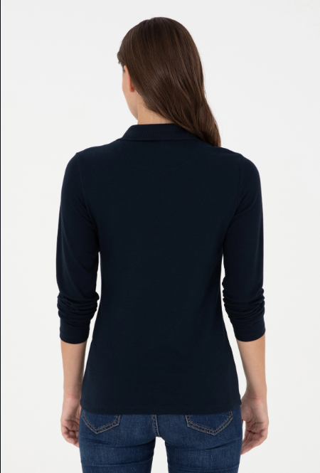 U.S. Polo Assn. Kadın Uzun Kol Polo Yaka Sweatshirt - Minimalist Tarz