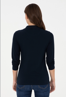 U.S. Polo Assn. Kadın Uzun Kol Polo Yaka Sweatshirt - Minimalist Tarz