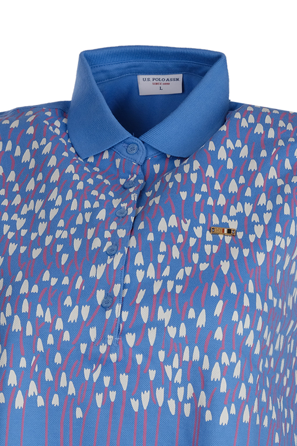 U.S. Polo Assn. Kolsuz Çiçek Desenli Midi Tişört - Polo Yaka