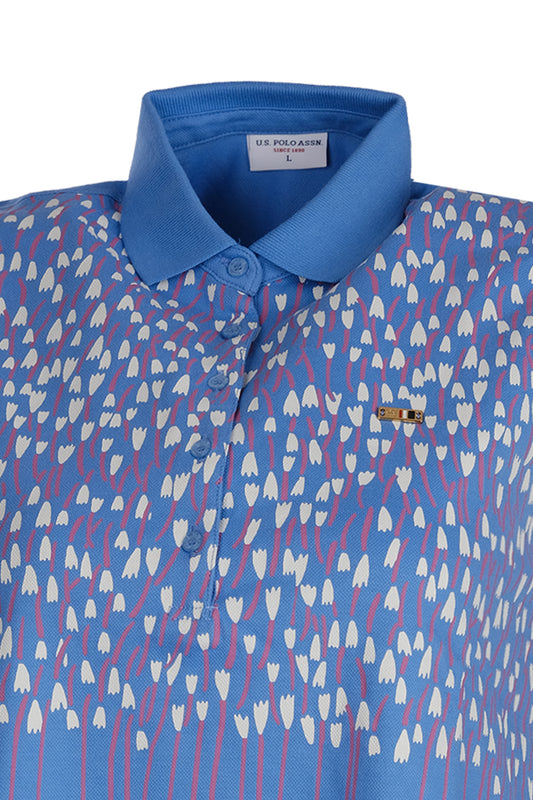 U.S. Polo Assn. Kolsuz Çiçek Desenli Midi Tişört - Polo Yaka