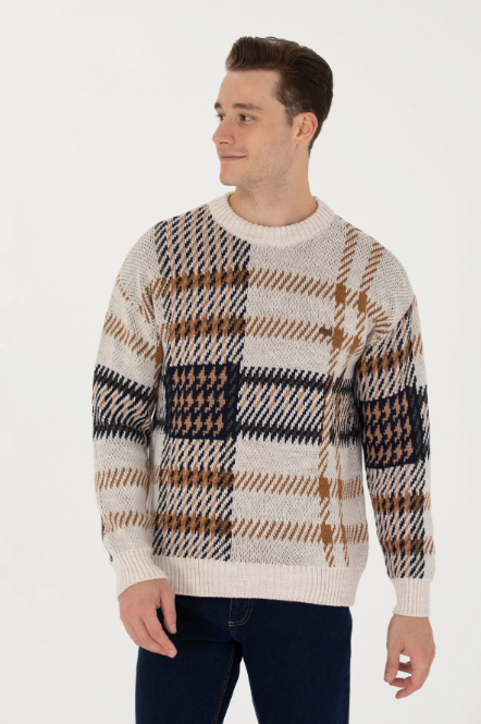 U.S. Polo Assn. Erkek Oversize Desenli Kazak - Vintage Tarzı Translation missing: tr.content.product_image_main