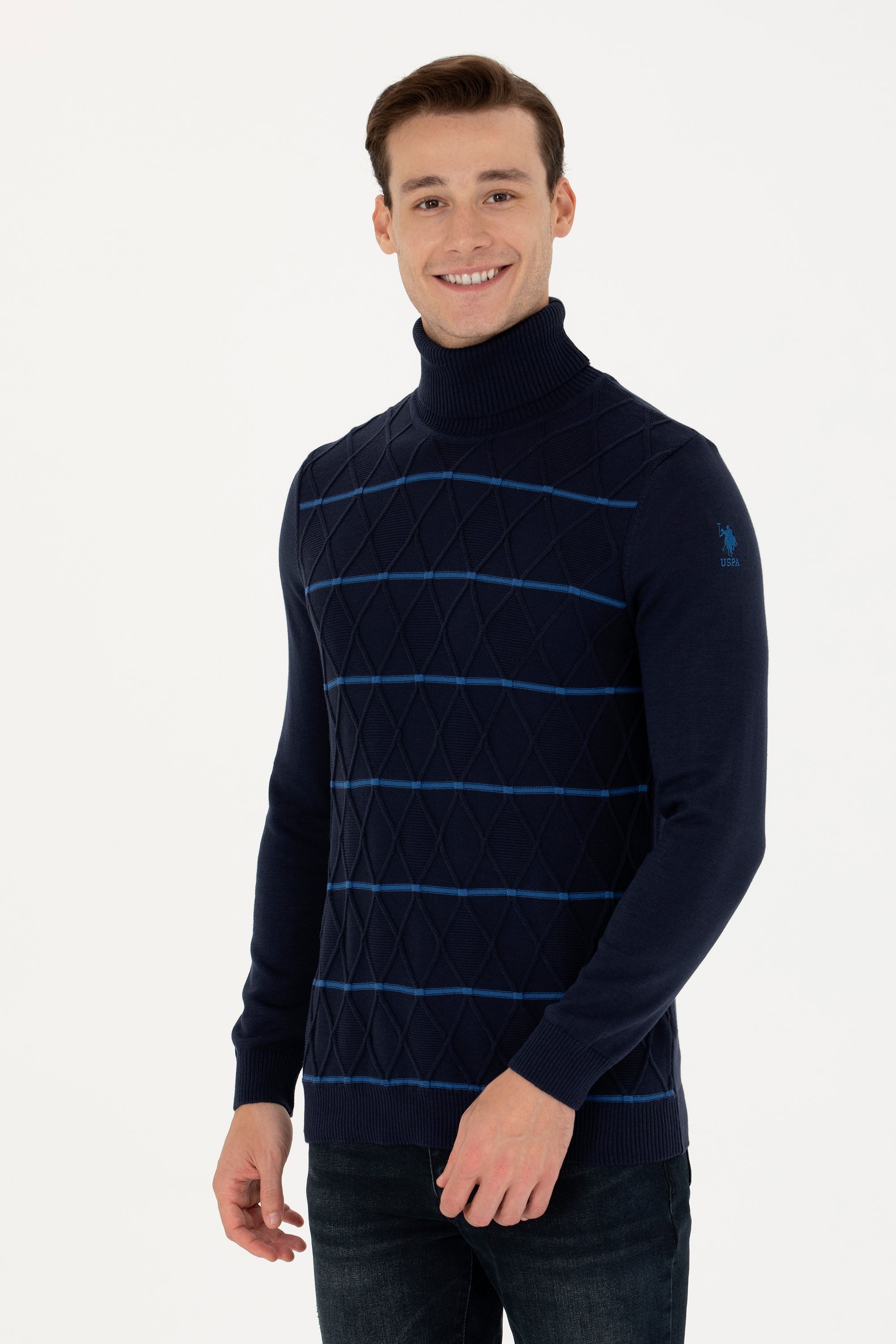 U.S. Polo Assn. Minimalist Boğazlı Erkek Triko - Günlük Şıklık İkincil görsel