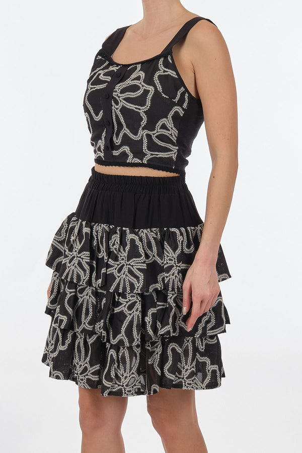 Unique Mode Minimalist Crop Bluz & Katlı Etek Takımı - Yazlık