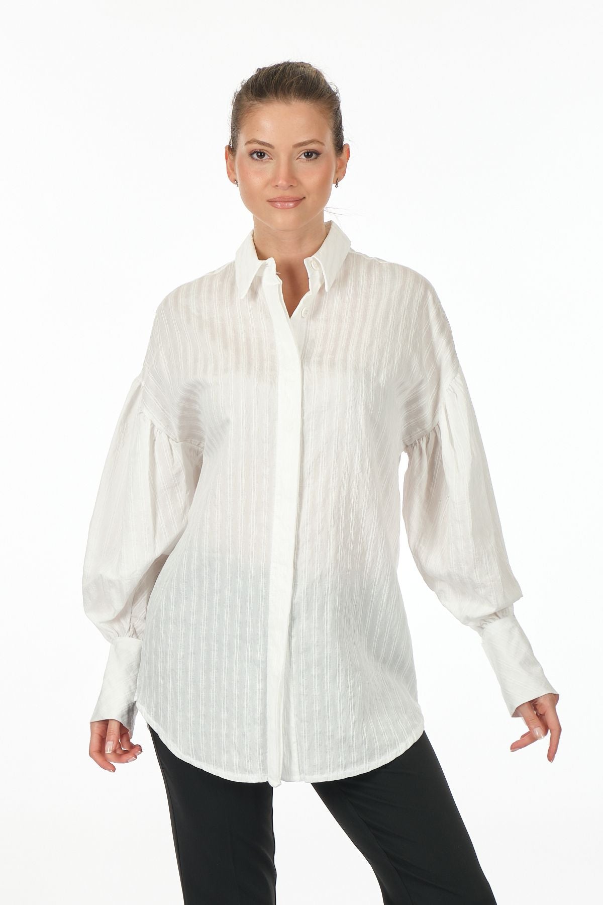 Unique Mode Oversize Balon Kol Midi Gömlek - Minimalist Şıklık