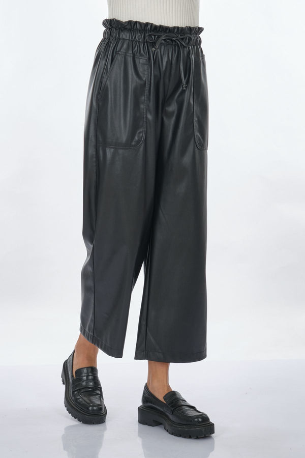 Unique Mode Deri Look Yüksek Bel Midi Crop Pantolon - Günlük Şıklık