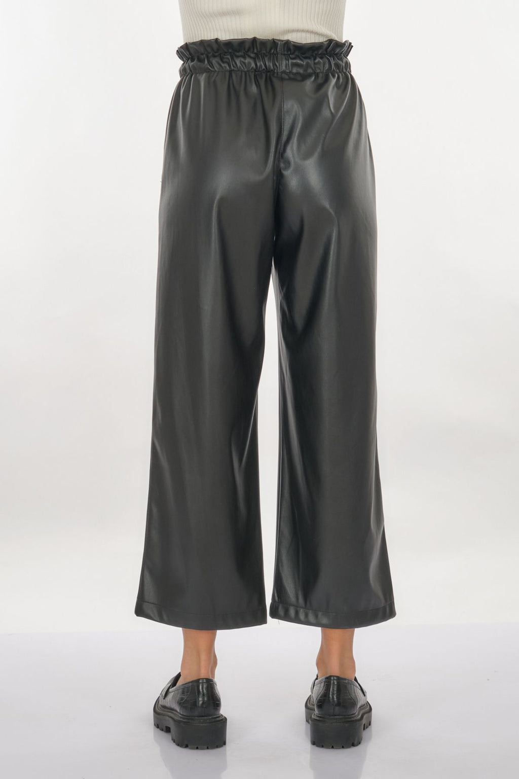 Unique Mode Deri Look Yüksek Bel Midi Crop Pantolon - Günlük Şıklık