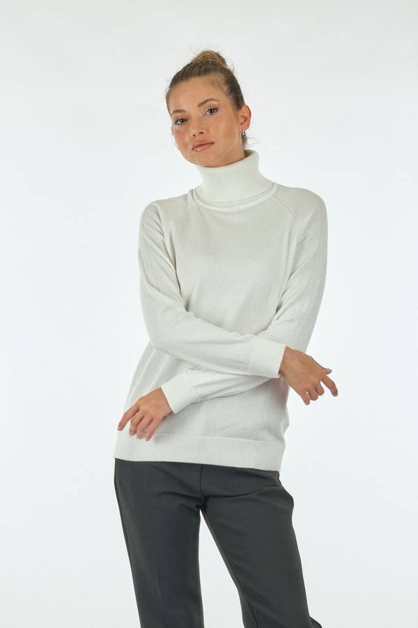 Unique Mode Minimalist Boğazlı Uzun Kol Oversize Kadın Triko