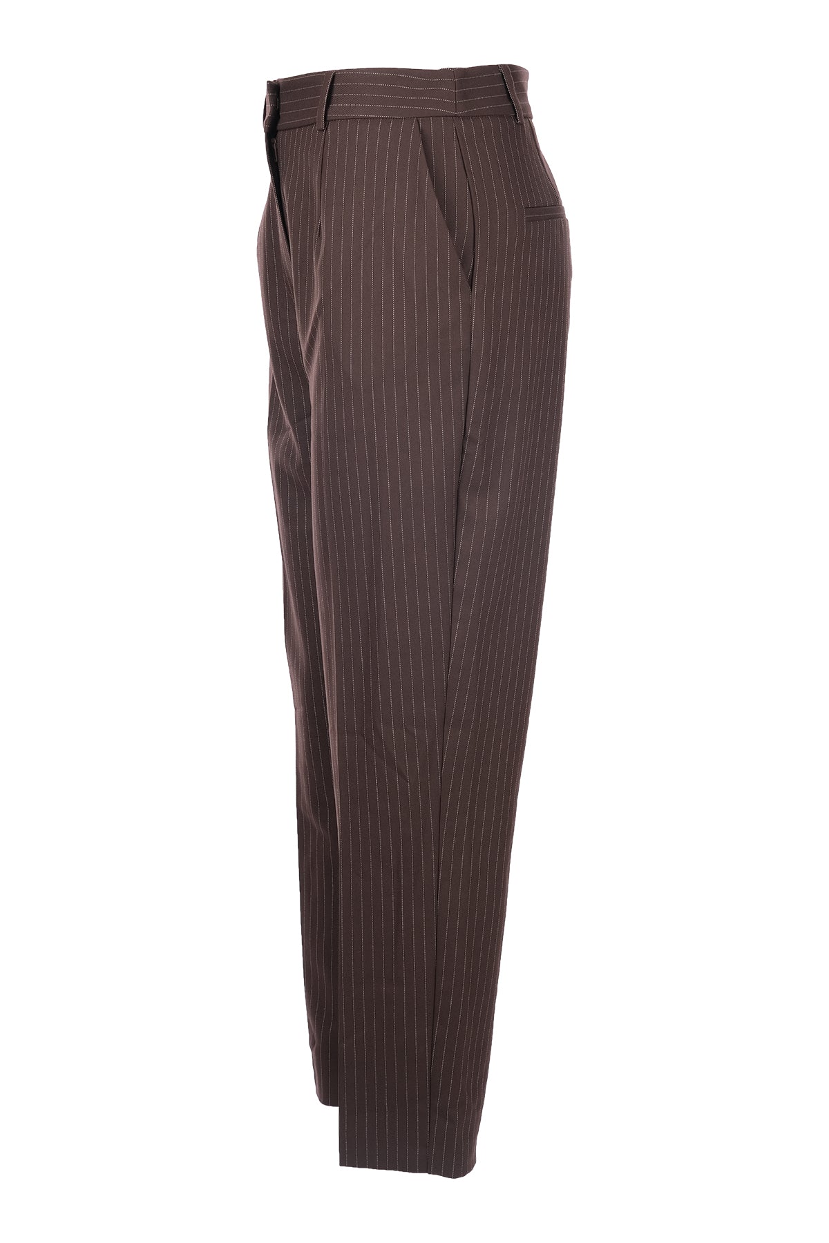 Unique Mode Minimalist Çizgili Midi Kadın Pantolon - Yüksek Bel