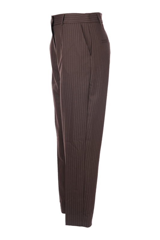 Unique Mode Minimalist Çizgili Midi Kadın Pantolon - Yüksek Bel
