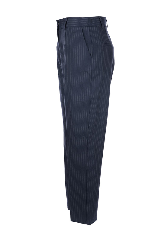 Unique Mode Minimalist Çizgili Midi Kadın Pantolon - Yüksek Bel