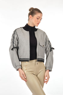 Unique Mode Minimalist Crop Ceket - Büzgülü Kollu - Oversize