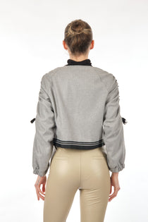 Unique Mode Minimalist Crop Ceket - Büzgülü Kollu - Oversize