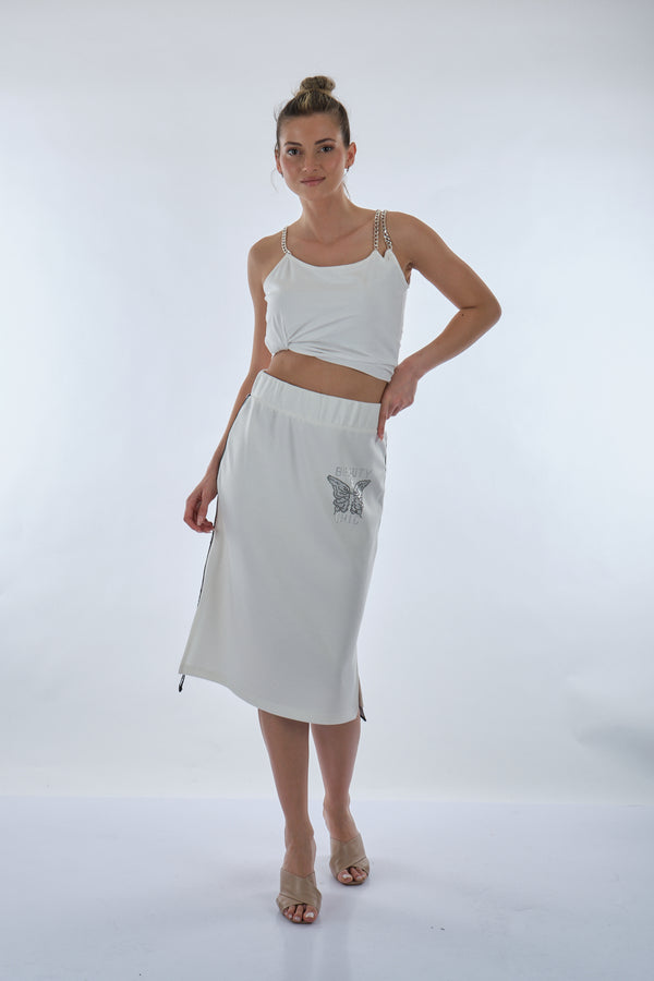 Unique Mode Minimalist Midi Etek & Crop Top Takım - Günlük & Şık