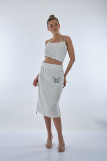 Unique Mode Minimalist Midi Etek & Crop Top Takım - Günlük & Şık