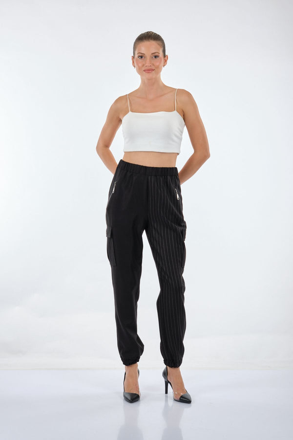 Unique Mode Oversize Çizgili Kadın Pantolon - Minimalist & Rahat