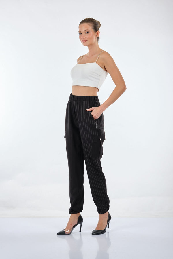 Unique Mode Oversize Çizgili Kadın Pantolon - Minimalist & Rahat