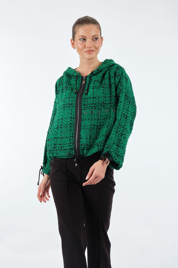 Unique Mode Oversize Kapüşonlu Crop Kadın Mont - Günlük Kullanım