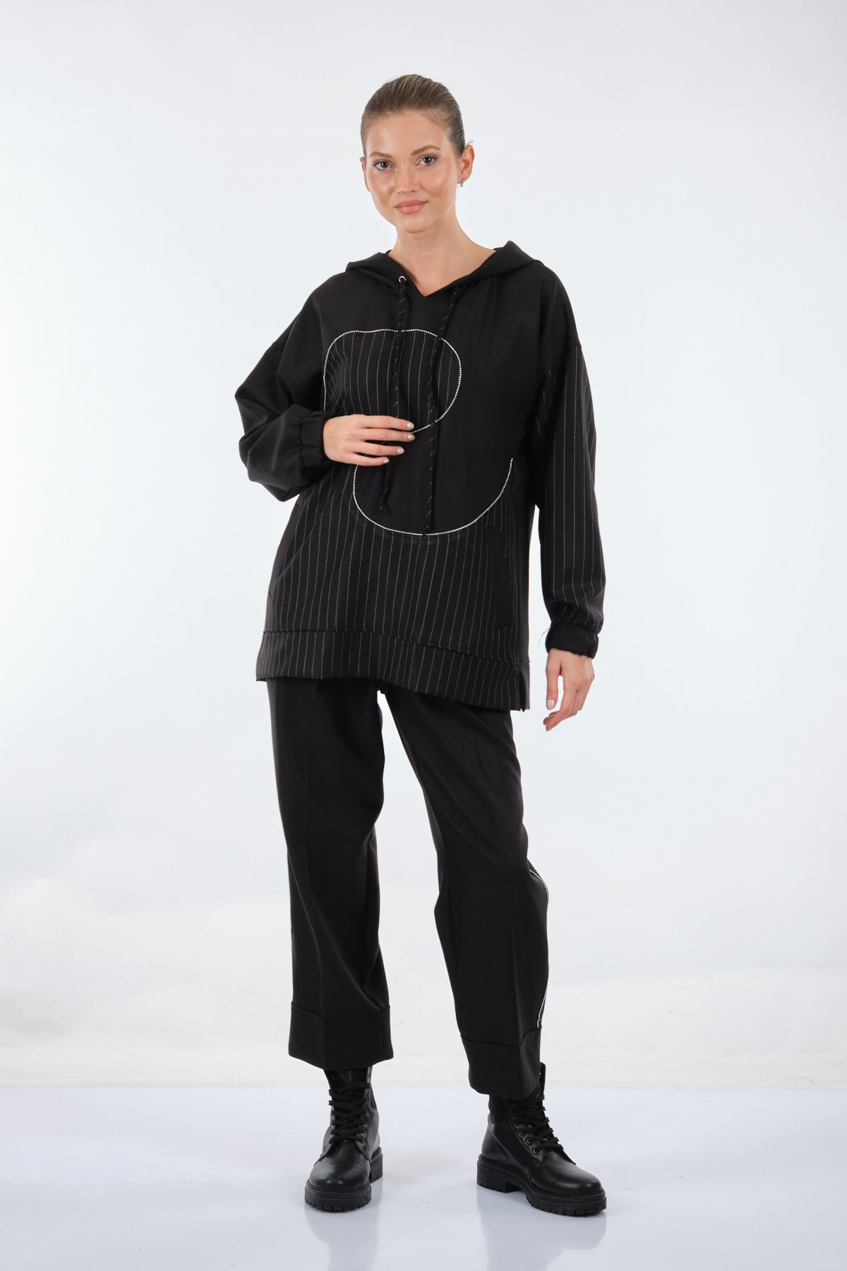 Unique Mode Oversize Kapüşonlu Midi Sweatshirt - Günlük Şıklık