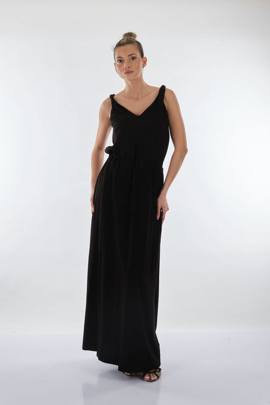Unique Mode V Yaka Oversize Maxi Elbise - Minimalist Stil