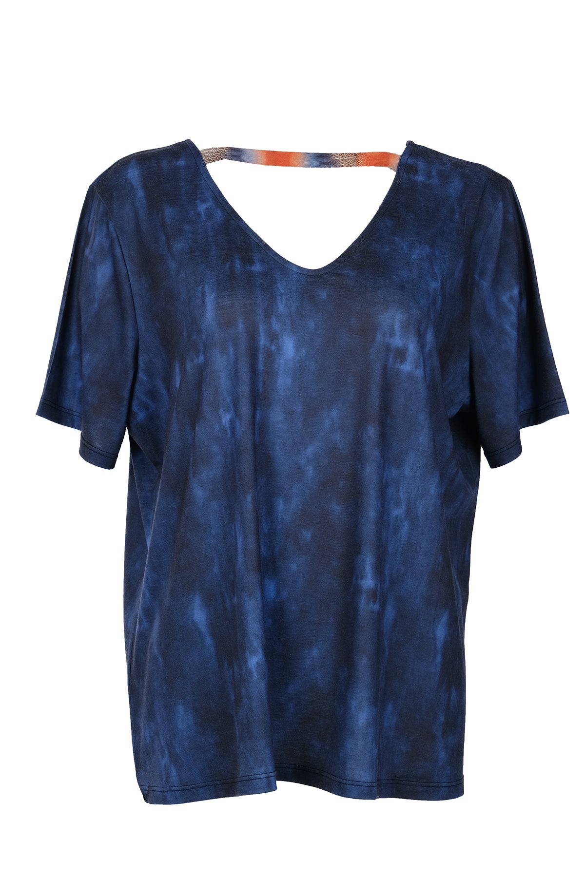 Vedi-bb Oversize V Yaka Kısa Kol Batik Desenli Kadın Bluz - Günlük Şıklık Translation missing: tr.content.product_image_main