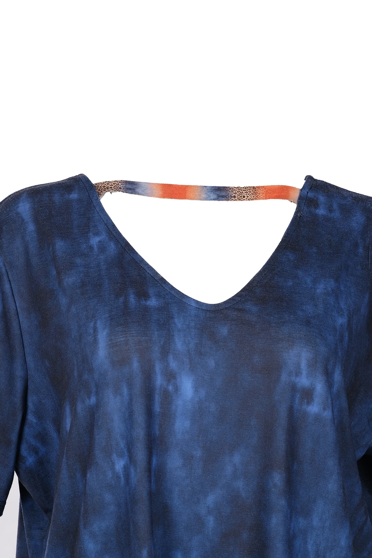 Vedi-bb Oversize V Yaka Kısa Kol Batik Desenli Kadın Bluz - Günlük Şıklık
