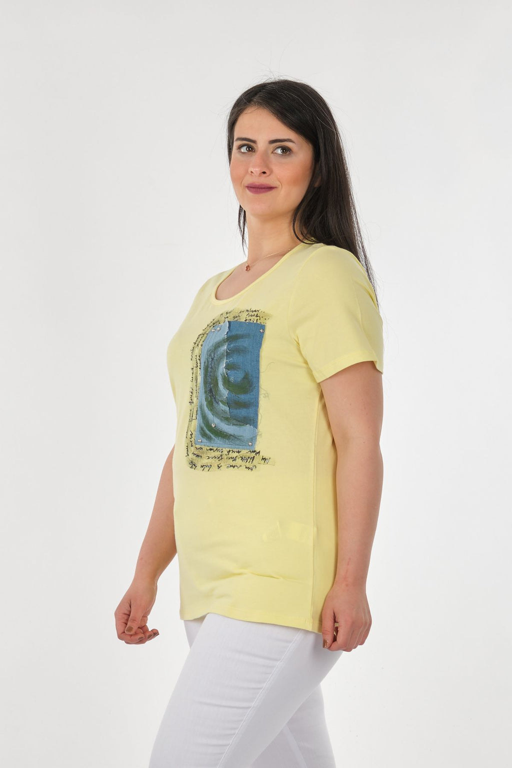 Vedi-bb Oversize Kısa Kol Minimalist Kadın Bluz - Günlük