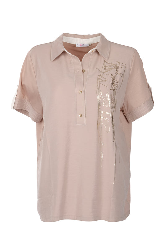 Vedi Büyük Beden Gömlek Yaka Kadın Bluz 25YXD5020