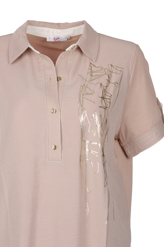 Vedi Büyük Beden Gömlek Yaka Kadın Bluz 25YXD5020