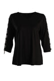 Vedi-bb Minimalist V Yaka 3/4 Kol Kadın Bluz - Günlük & Özel Gün