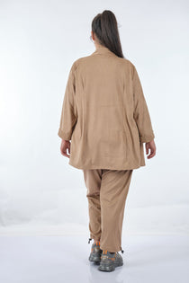 Vedi-bb Oversize Kadife Ceket Takım - Minimalist Günlük Stil - 3/4 Kol
