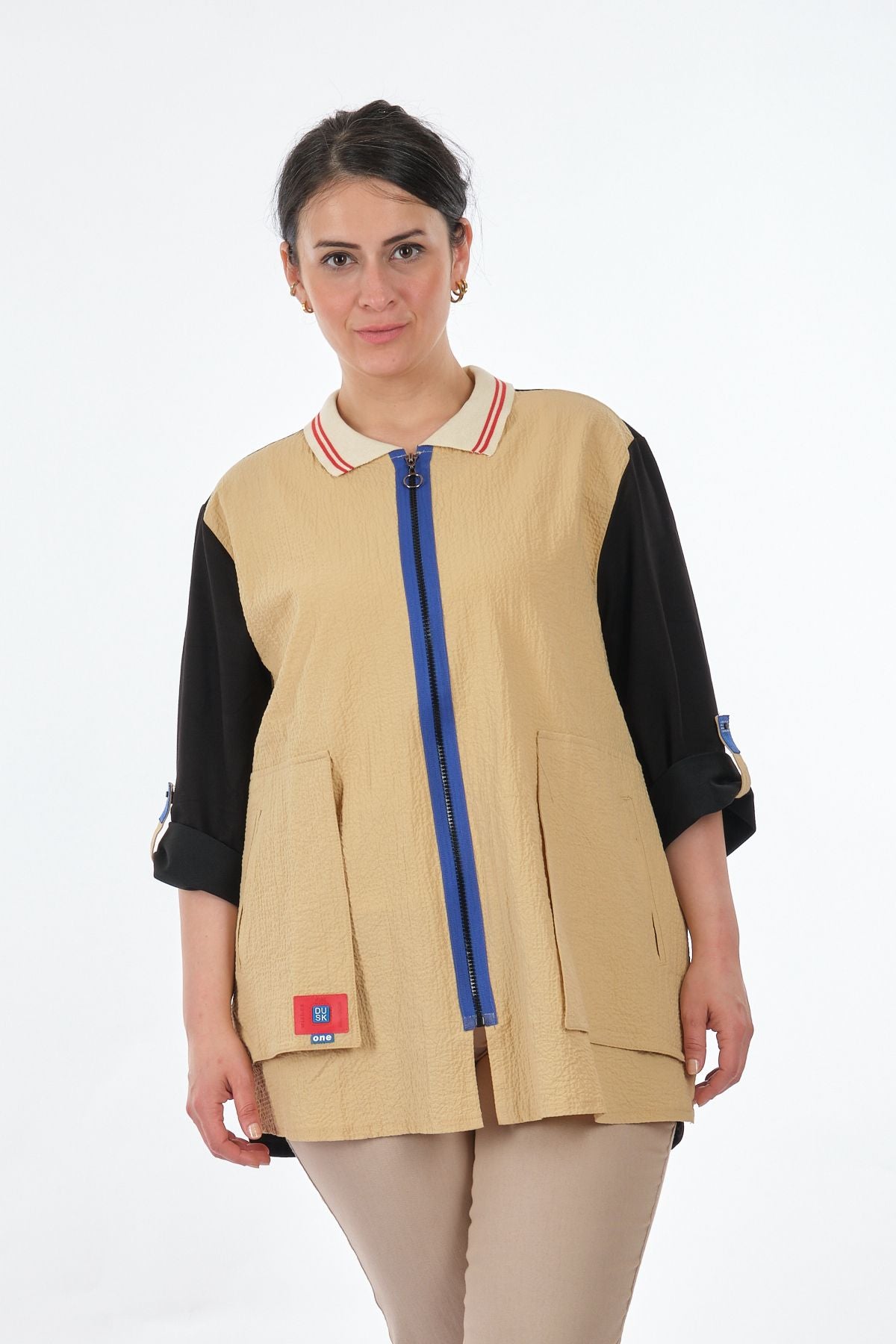 Vedi-bb Oversize Polo Yaka Midi Kadın Ceket - Günlük Şıklık Translation missing: tr.content.product_image_main