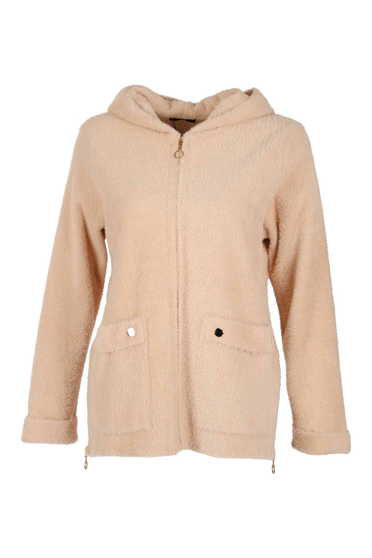 Vedi-bb Oversize Peluş Kapüşonlu Kadın Ceket - Rahat ve Şık Translation missing: tr.content.product_image_main