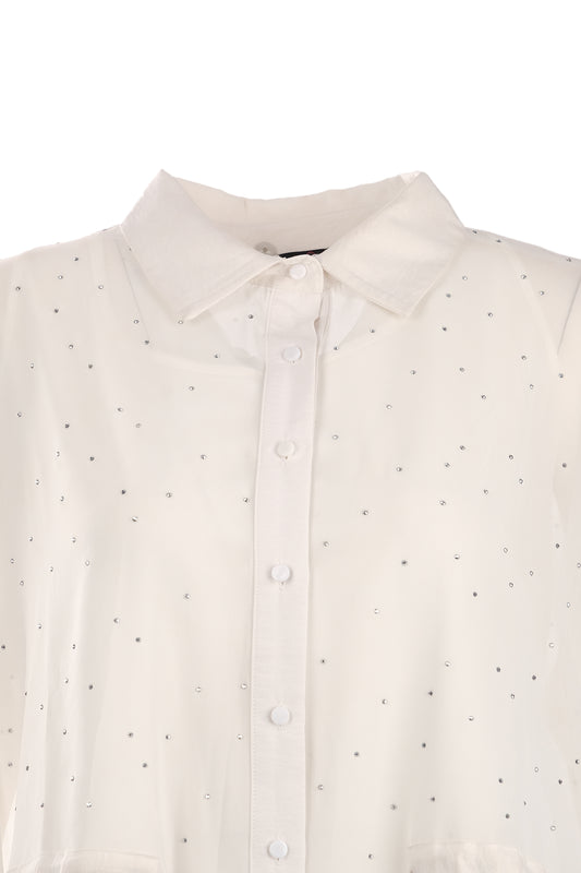 Vedi-bb Oversize Uzun Kol Şifon Gömlek - Minimalist Tarz