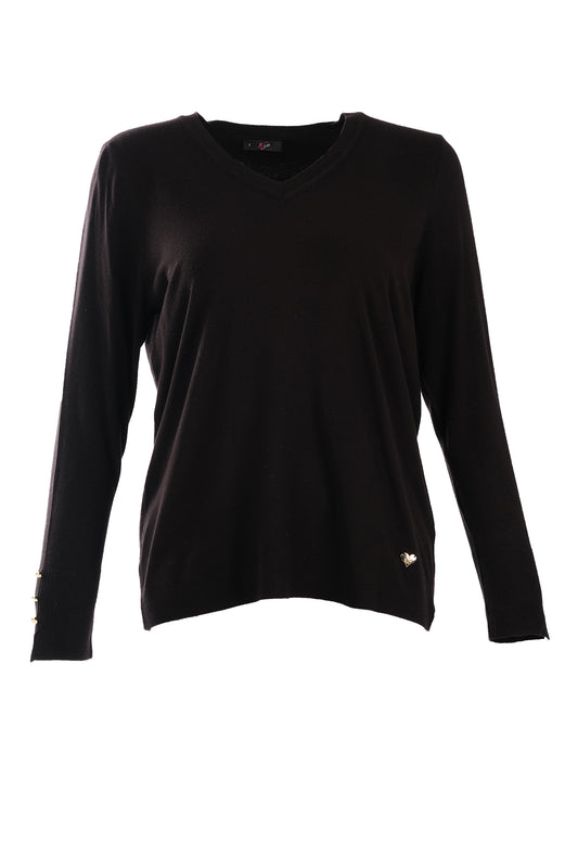 Vedi-bb V Yaka Uzun Kol Minimalist Kadın Kazak - Günlük Şıklık