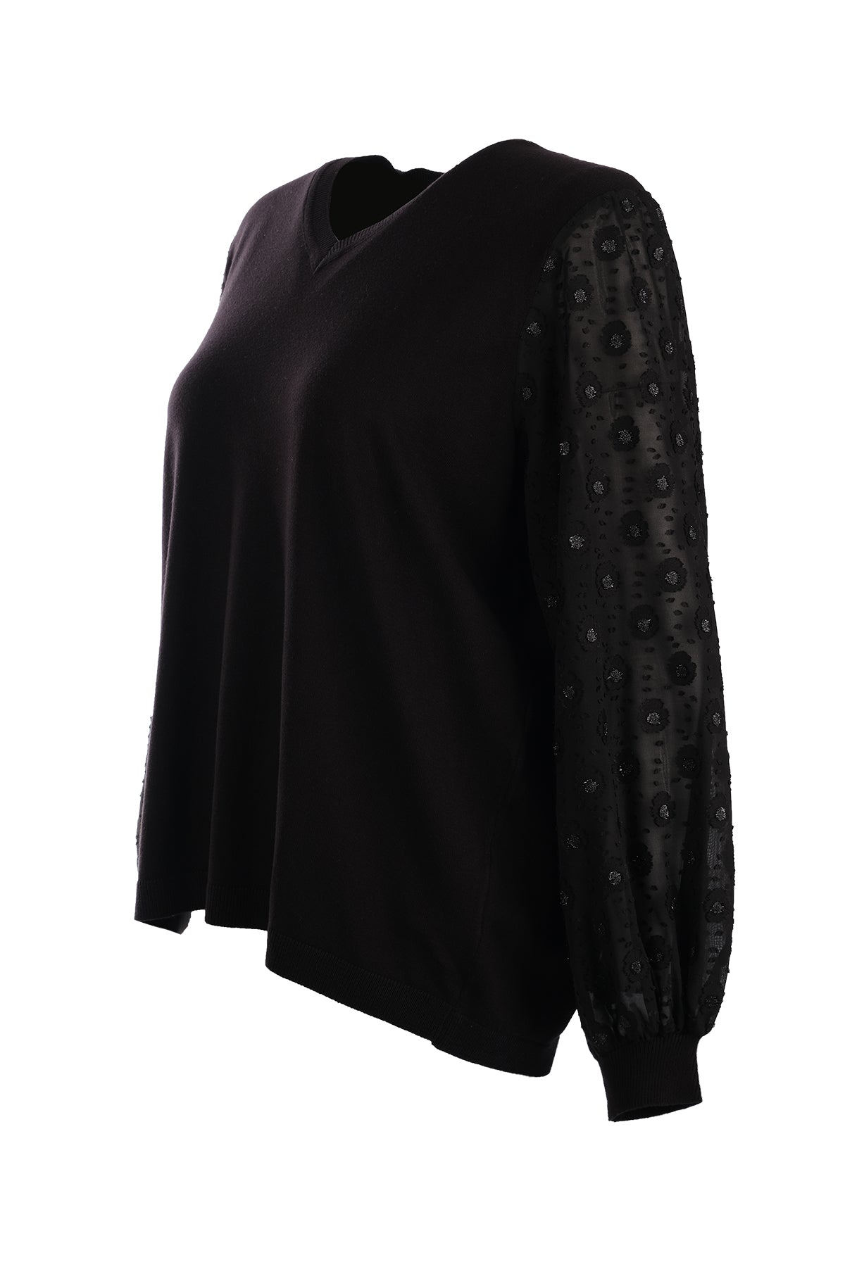 Vedi-bb V Yaka Oversize Kadın Kazak - Şeffaf Detaylı Uzun Kol Translation missing: tr.content.product_image_secondary