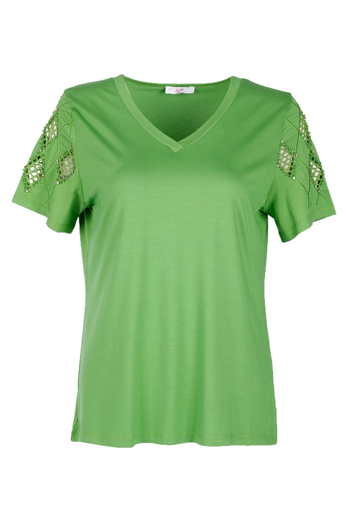 Vedi-bb Minimalist V Yaka Kısa Kol Kadın Tişört - Günlük Şıklık Translation missing: tr.content.product_image_main