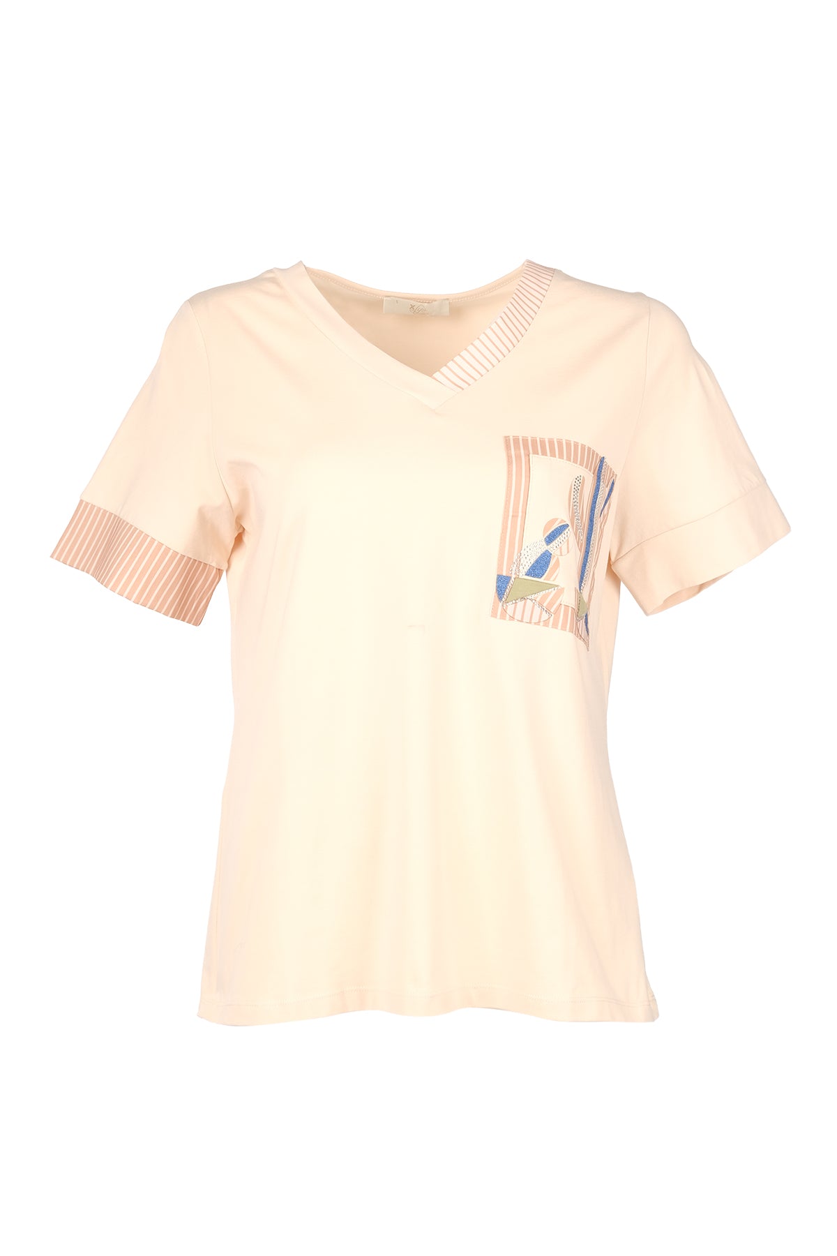 Vedi-bb Minimalist V Yaka Kısa Kol Kadın T-Shirt - Günlük Kombinleriniz İçin Translation missing: tr.content.product_image_main