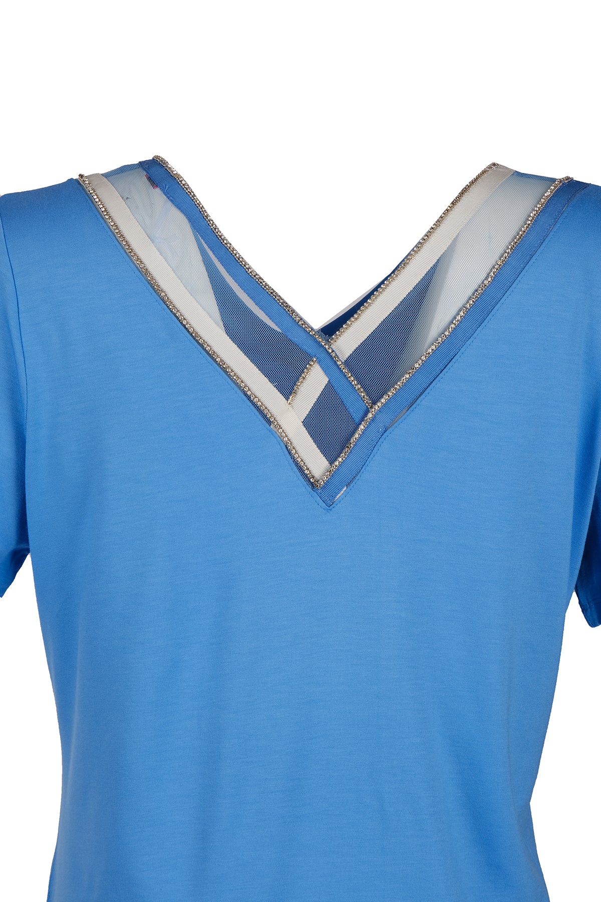 Vedi-bb Minimalist Oversize V Yaka Kadın T-Shirt - Kısa Kol