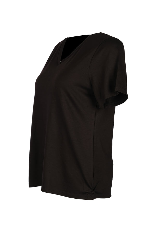 Vedi-bb Minimalist Oversize V Yaka Kadın T-Shirt - Kısa Kol
