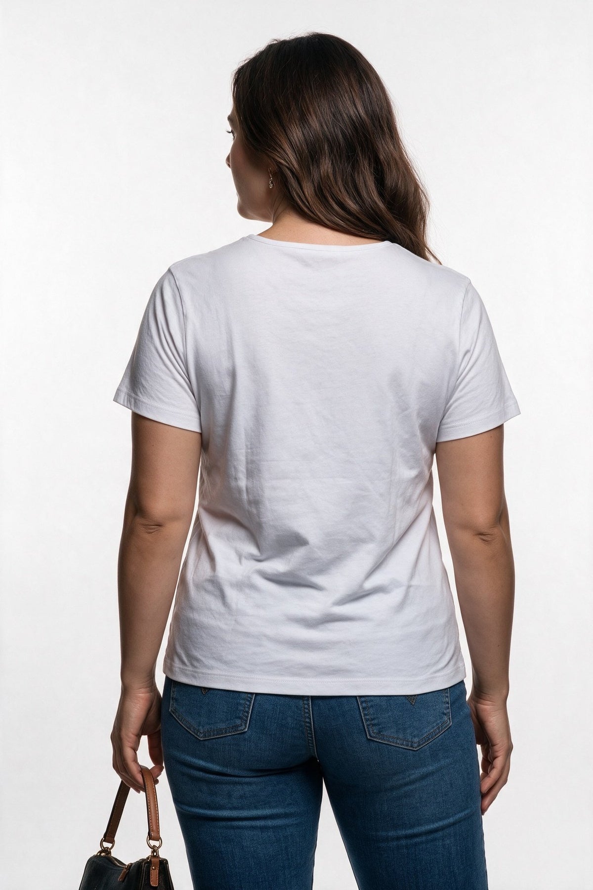Vedi-bb Kadın Büyük Beden V Yaka Yelkenli İşlemeli Pamuk Karışımlı Kısa Kollu T-Shirt