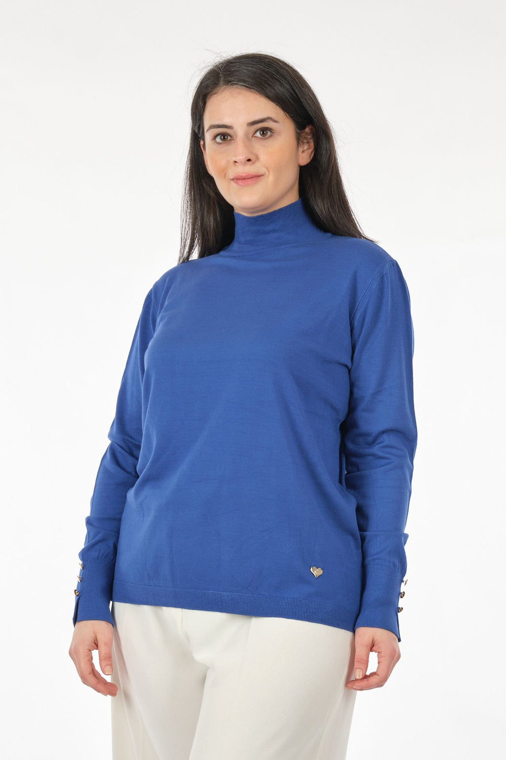 Vedi-bb Minimalist Boğazlı Uzun Kol Kadın Kazak - Günlük & Rahat