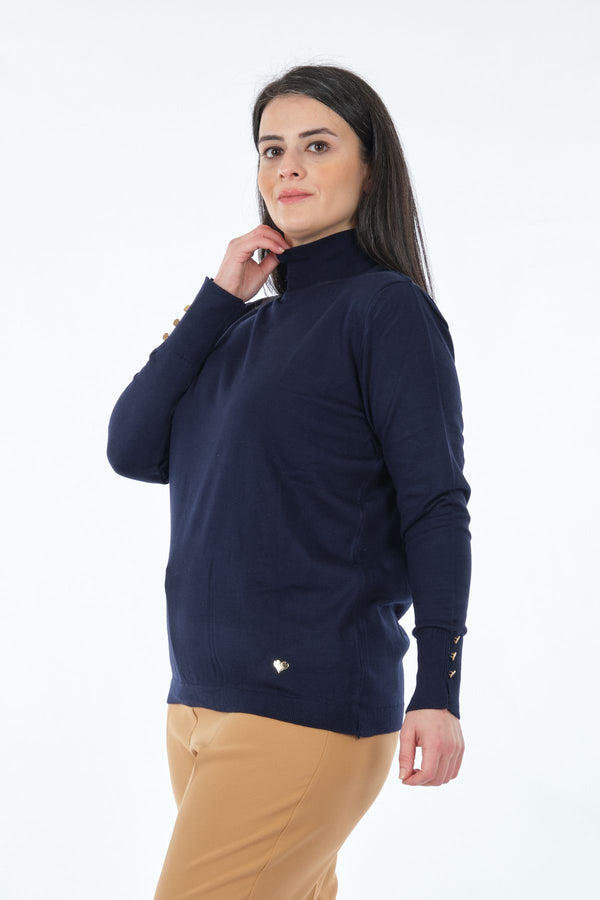 Vedi-bb Minimalist Boğazlı Uzun Kol Kadın Kazak - Günlük & Rahat